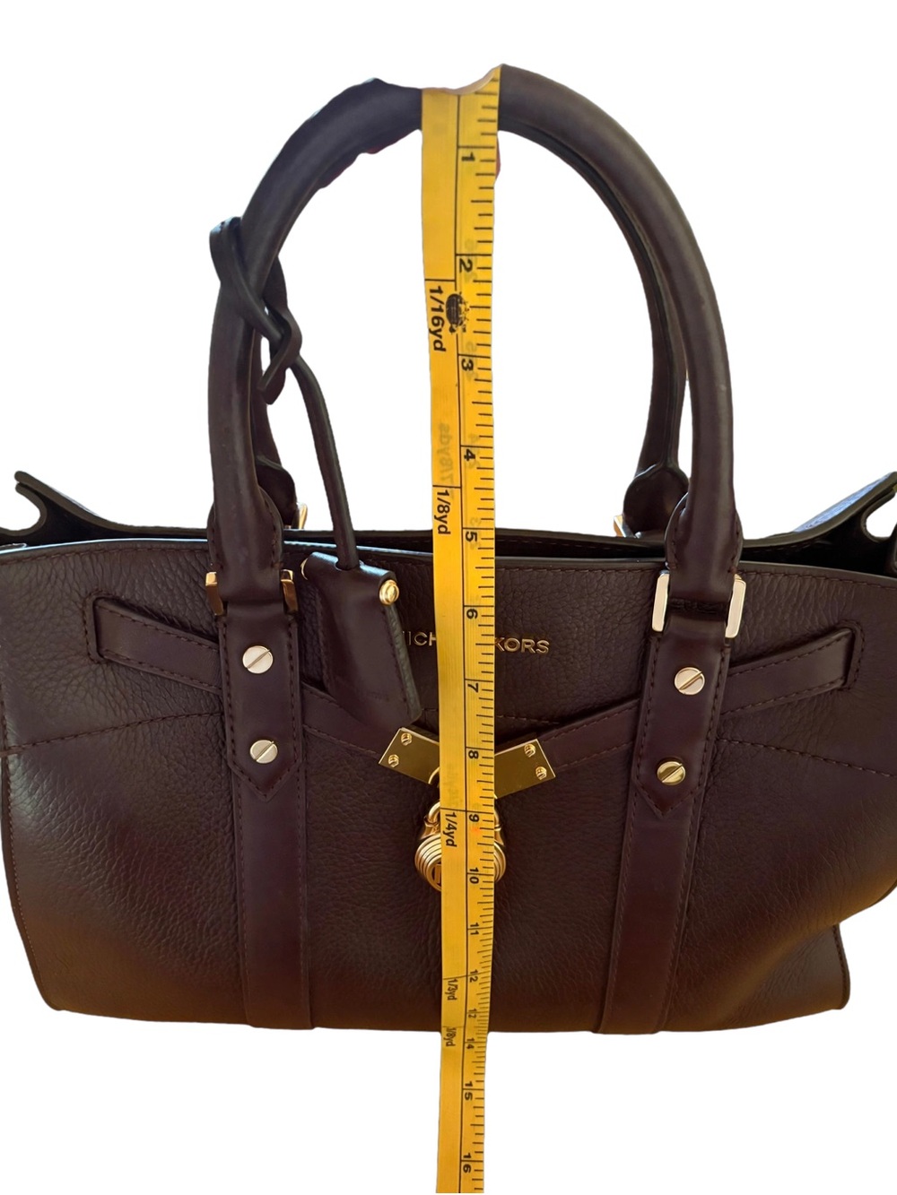 Michael Kors Dark Brown Leather Satchel with Gold Hardware - Picture 9 of 15